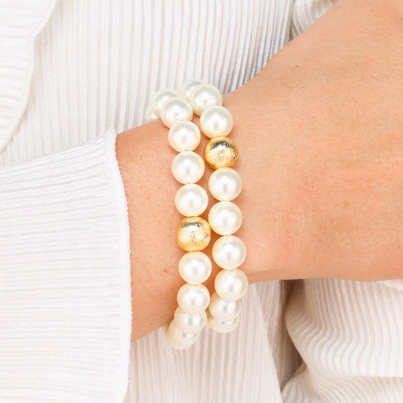 BuDhaGirl White Pearl Mala Beaded Bracelets