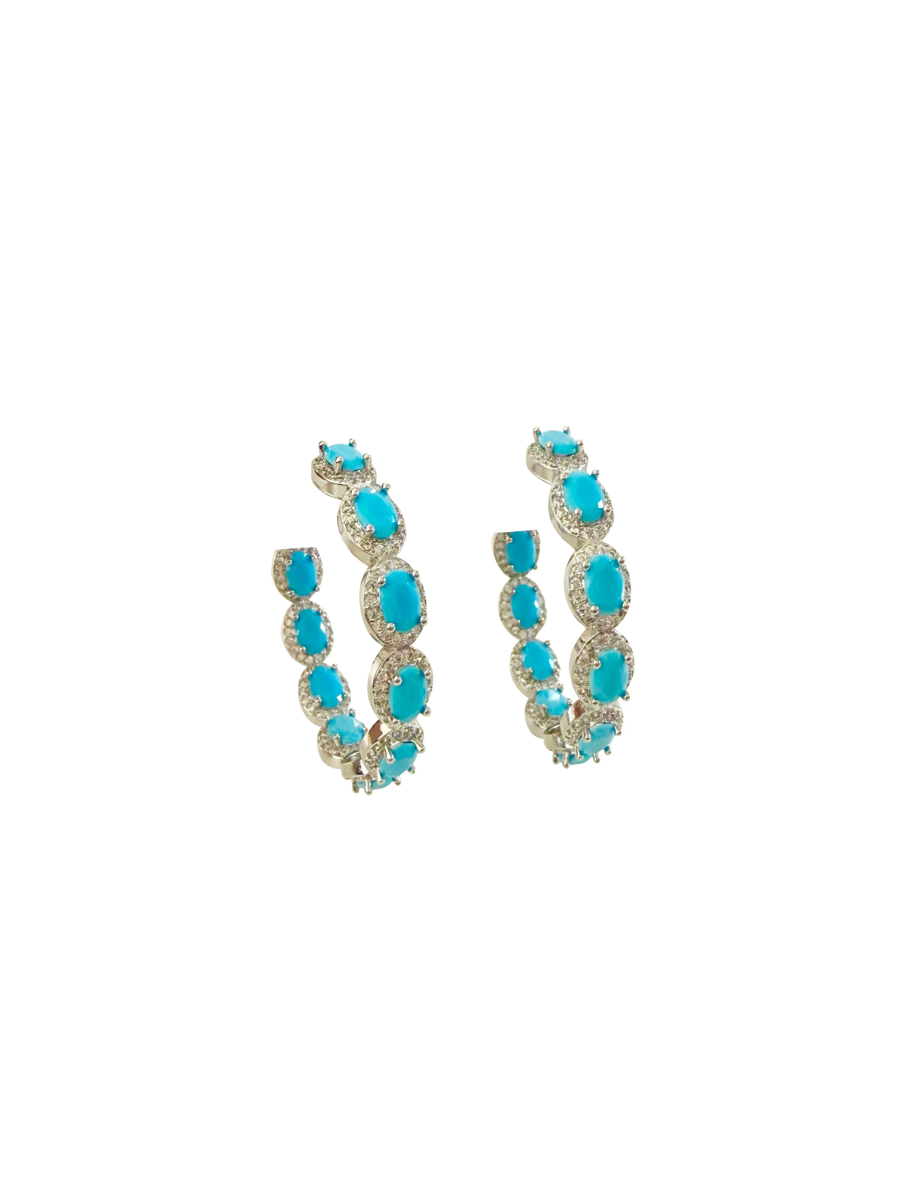 Gemelli Yellowstone Turquoise Hoops - Silver