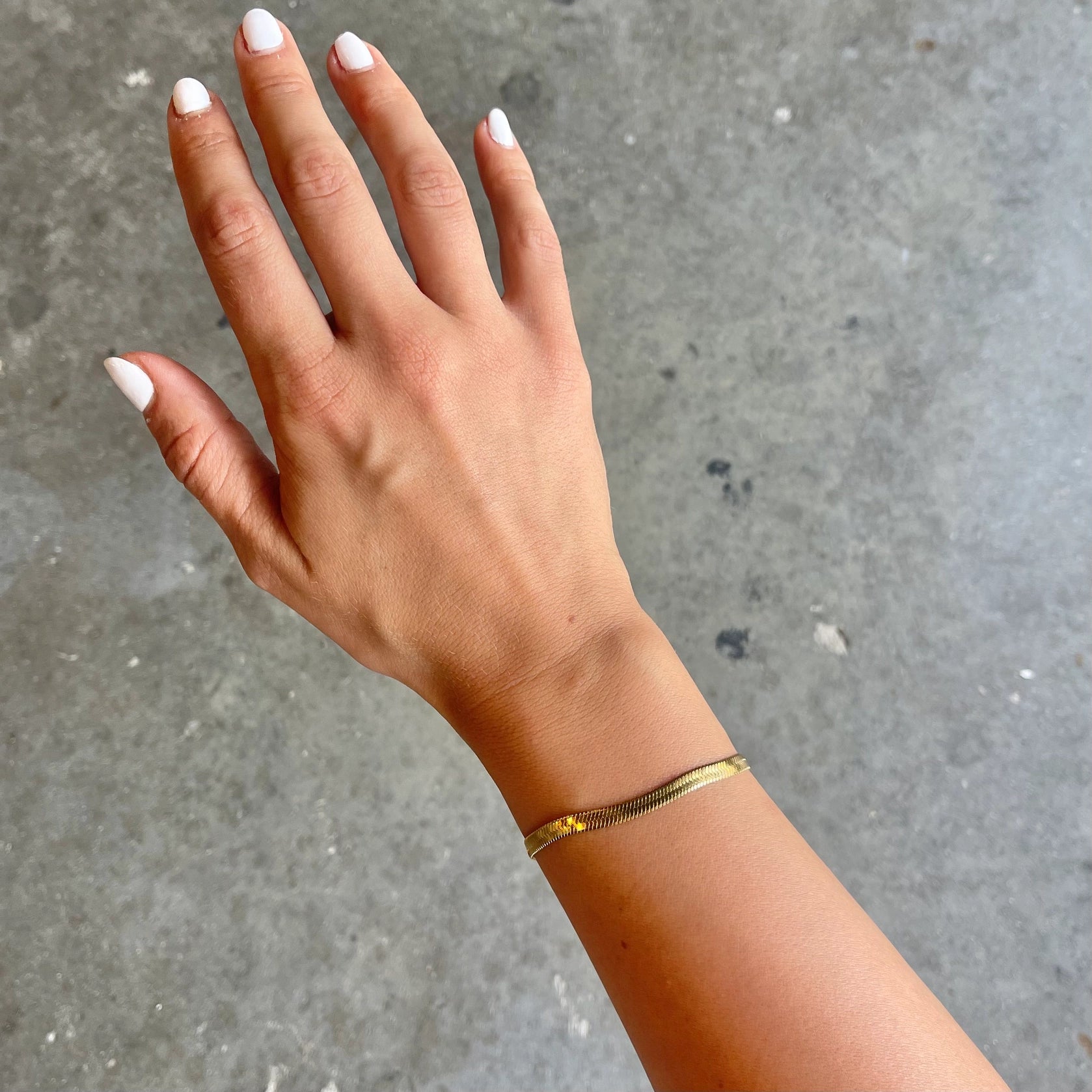 Nikki Smith Designs Gold Stainless Steel Herringone Bracelet