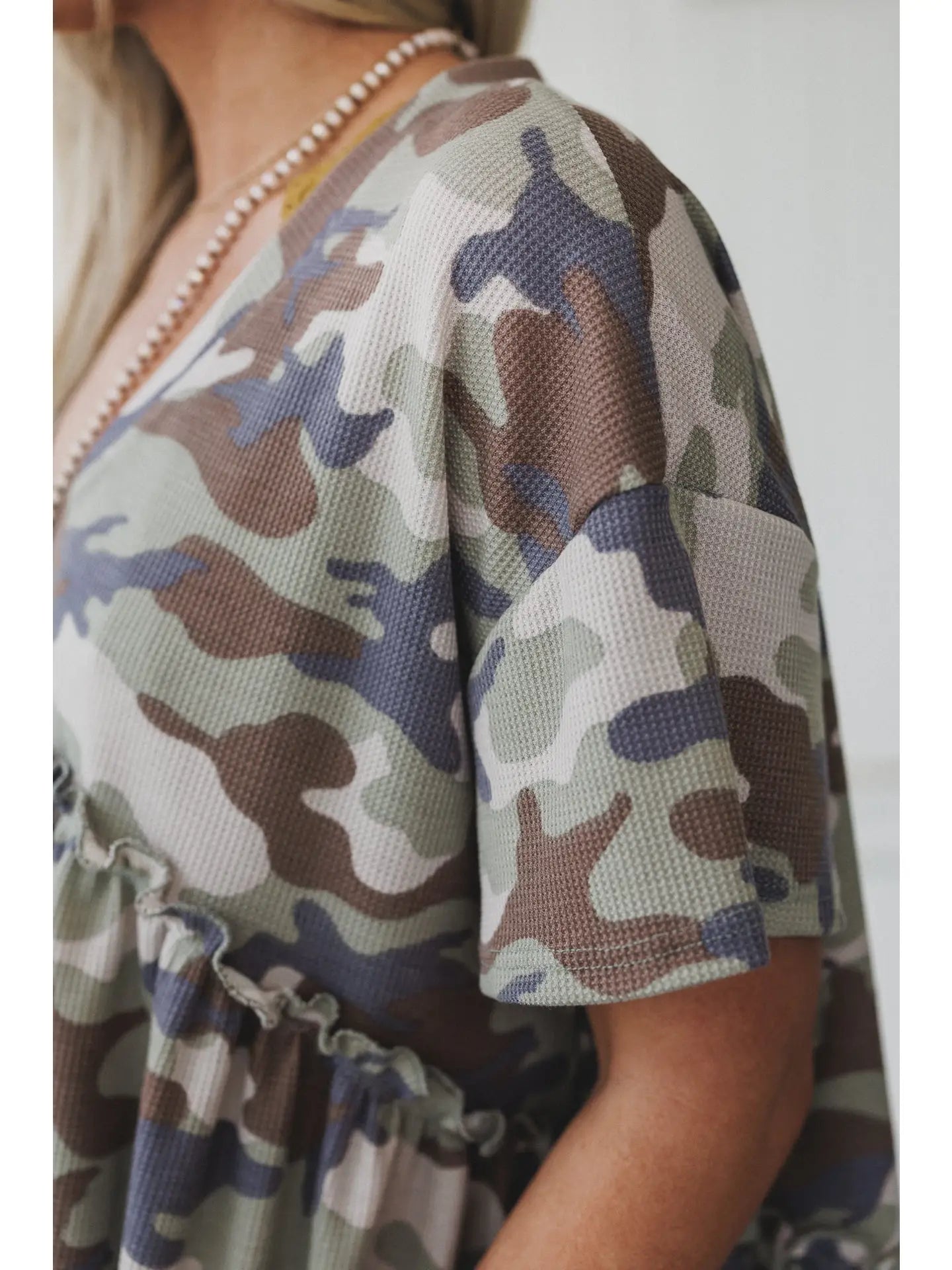 Three Bird Nest Camouflage Muse Babydoll Top