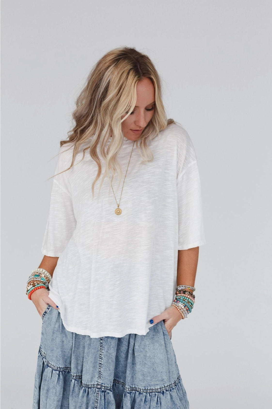 Three Bird Nest Your Favorite Slub White Tee Shirt