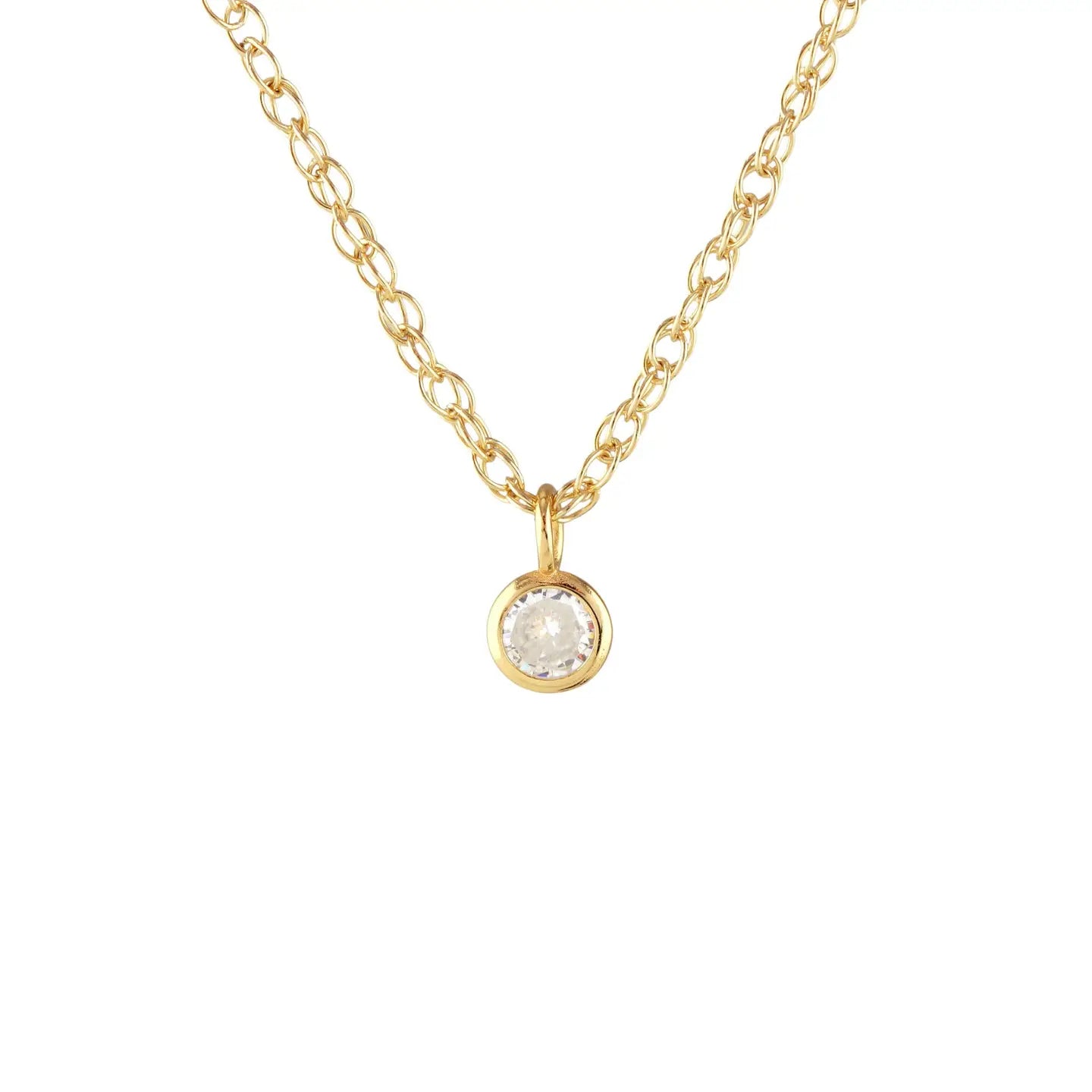 Kris Nations Petite Crystal Bezel Necklace 18K Gold Vermeil