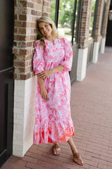 Briton Court Long Sleeve Jenny Maxi Dress - Pink