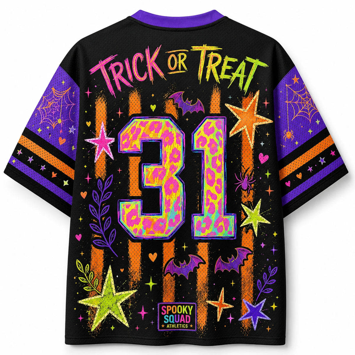Leopard Jack-O-Lantern Mesh Jersey in Neon Multi