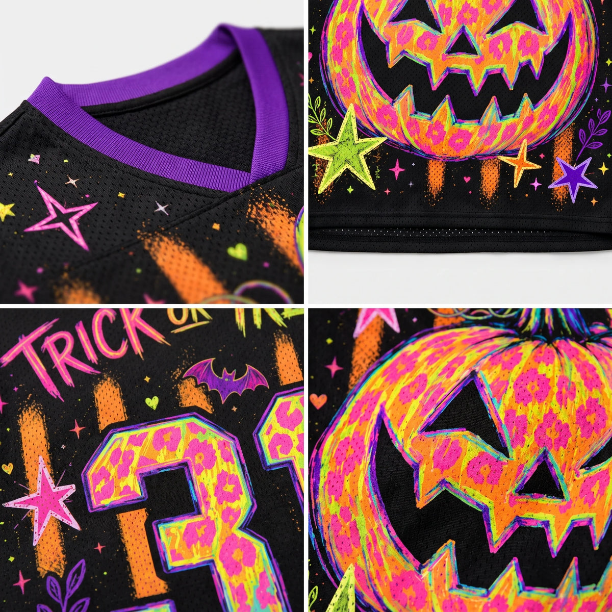 Leopard Jack-O-Lantern Mesh Jersey in Neon Multi