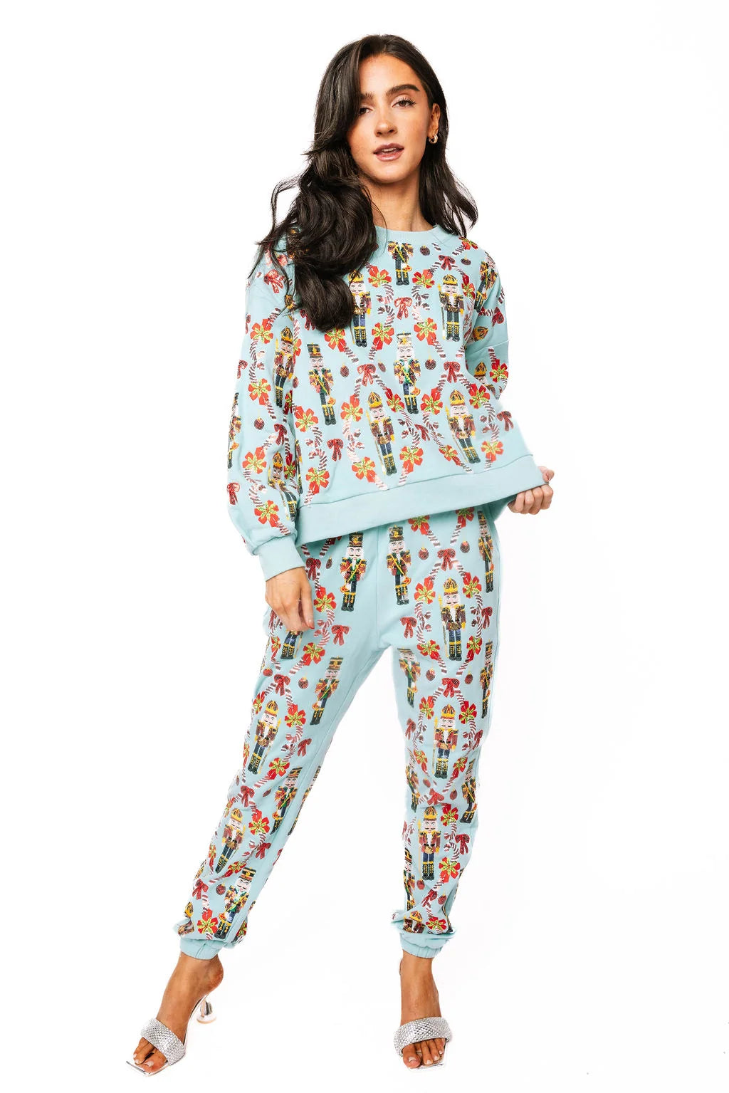 Queen of Sparkles Aqua Nutcracker & Candy Cane Sweatshirt