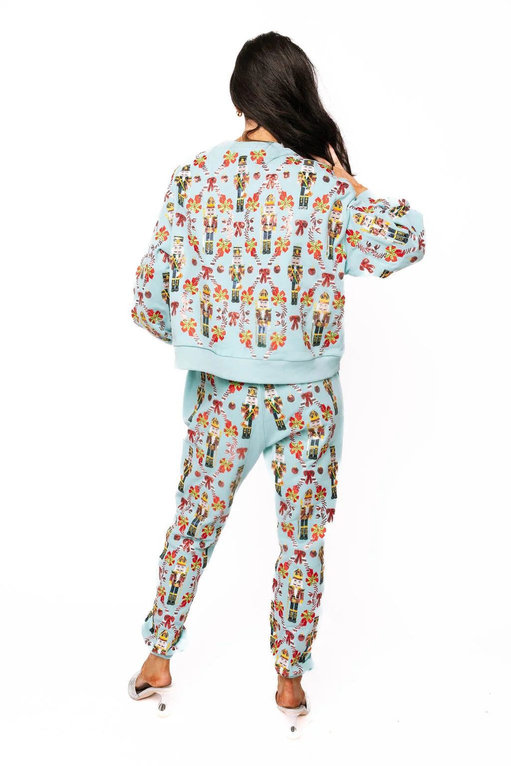 Queen of Sparkles Aqua Nutcracker & Candy Cane Sweatshirt