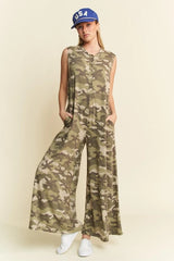 Jade by Jane Camo Print Wide Leg Jumpsuit