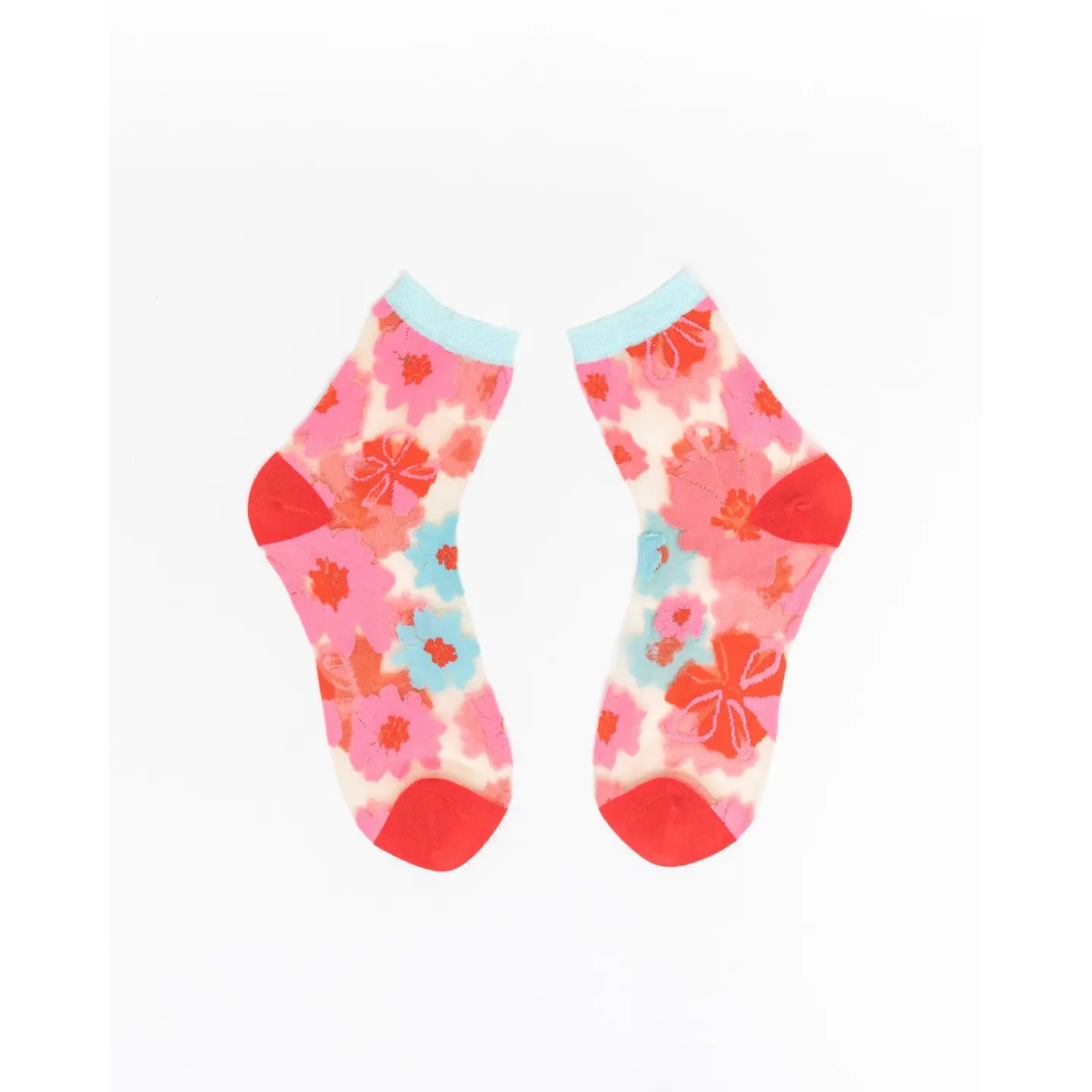 Sock Candy Ribbon Roses Sheer Ankle Sock