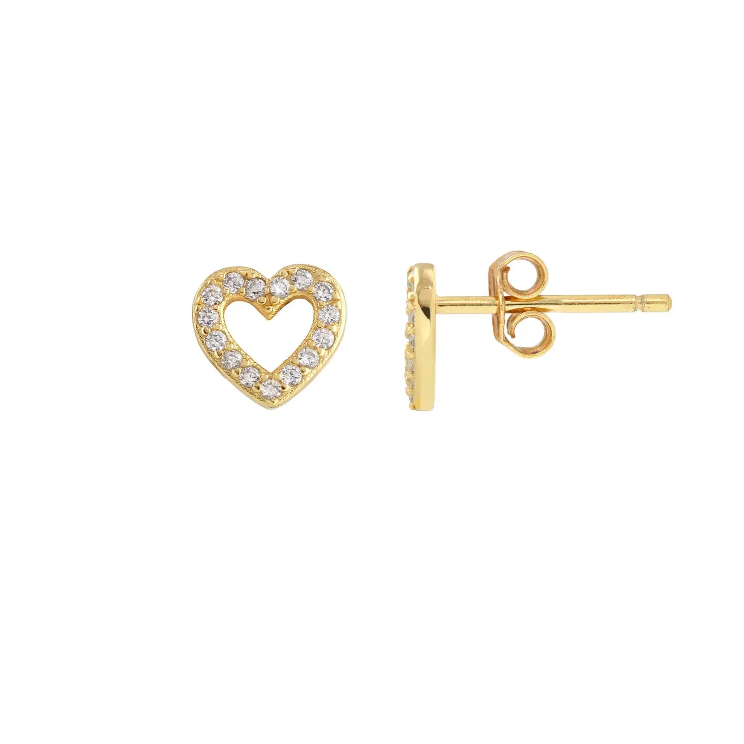 Kris Nations Heart Crystal Outline Stud Earrings