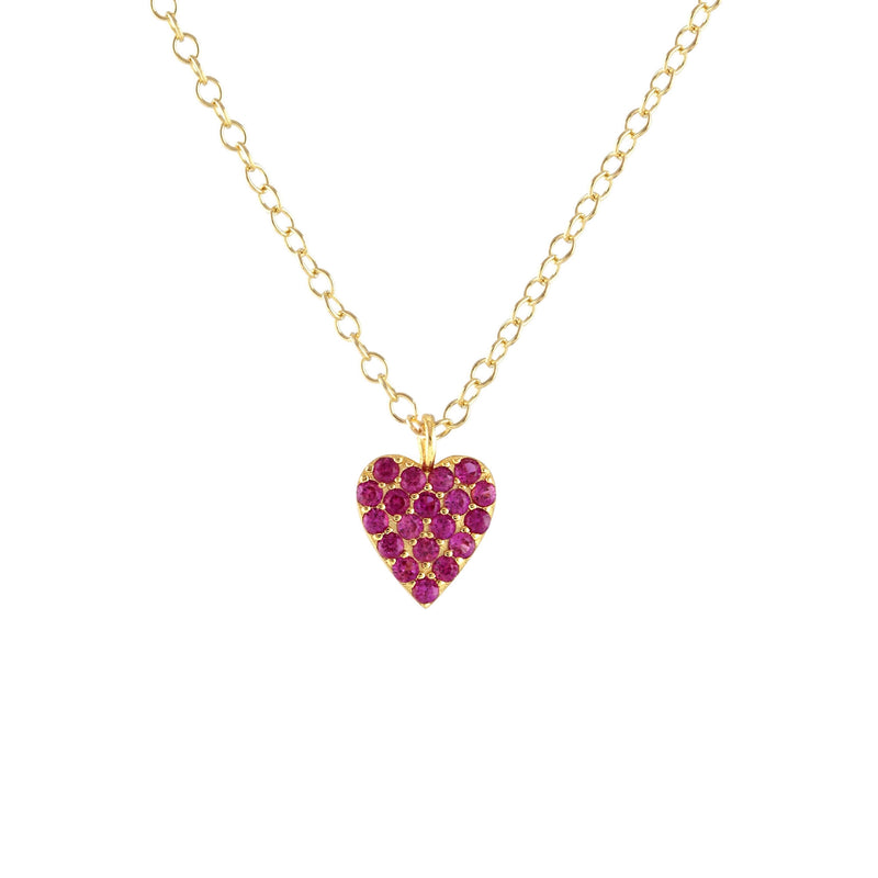 Kris Nations Heart Crystal Charm Necklace Ruby