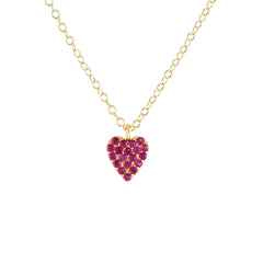 Kris Nations Heart Crystal Charm Necklace Ruby