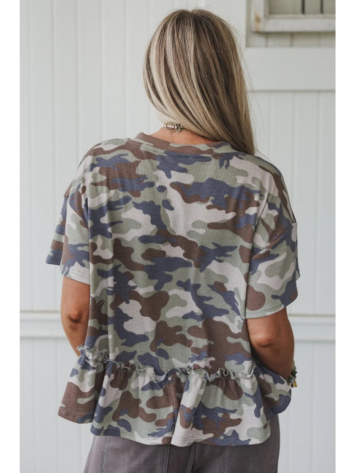 Three Bird Nest Camouflage Muse Babydoll Top