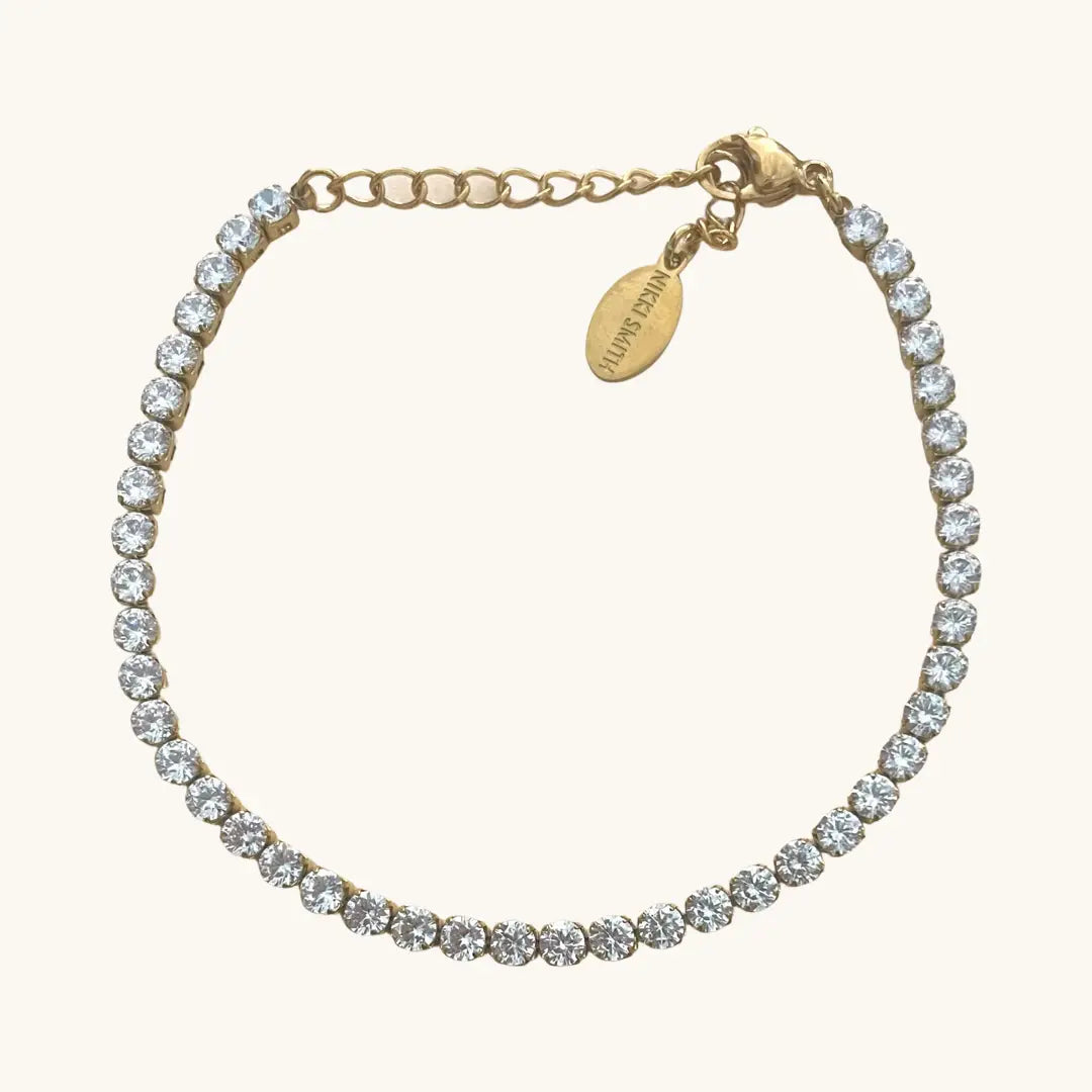 Nikki Smith Gold Shimmer Tennis Bracelet-Waterproof