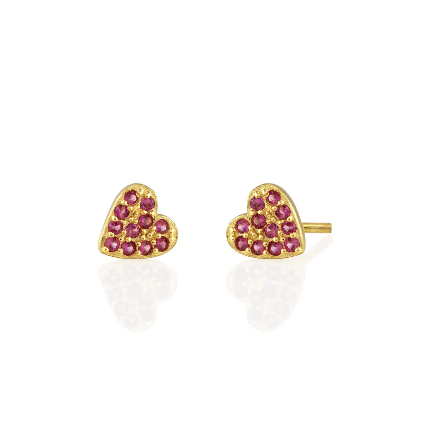 Kris Nations Heart Ruby Crystal Stud Earrings