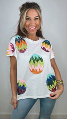 Queen of Sparkles Groovy Easter Egg Tee