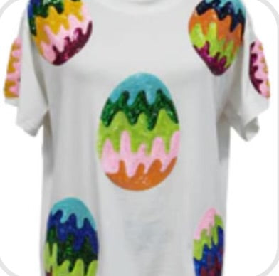 Queen of Sparkles Groovy Easter Egg Tee