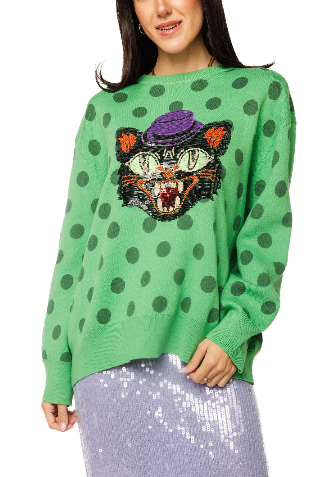 Queen of Sparkles Scardy-Cat Polkadot Sweater