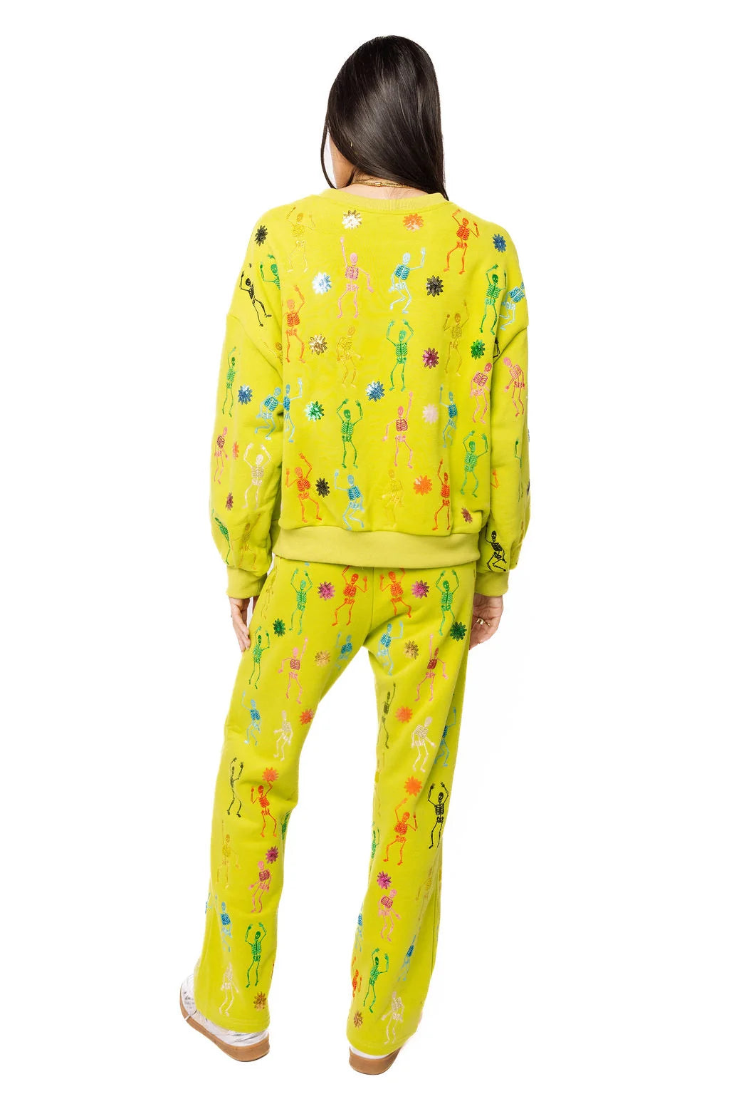Queen of Sparkles Lime Green Multi Skeleton Sweat Pant
