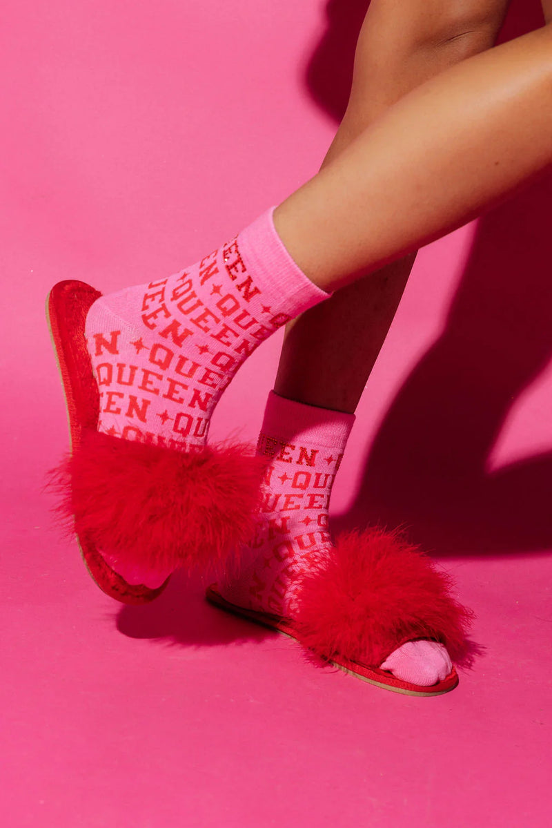 Queen of Sparkles Pink Queen Socks