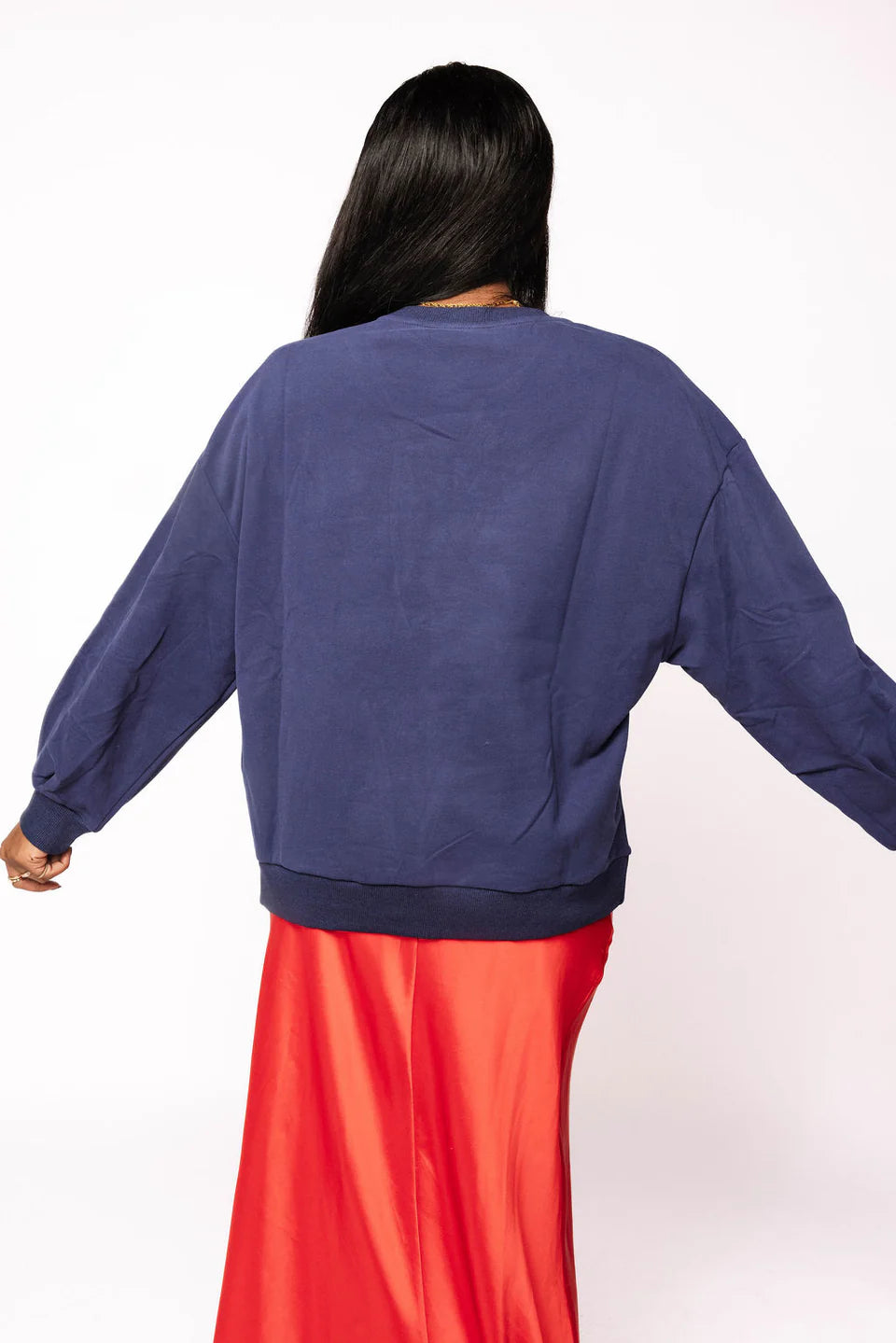 Queen of Sparkles Navy Grinch Mistletoe Hand Sweatshirt