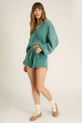 Project Social T Dante Seamed Burnout Thermal Hoodie Pacific Teal