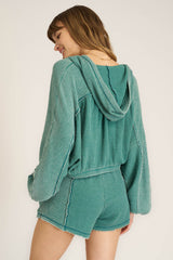 Project Social T Dante Seamed Burnout Thermal Hoodie Pacific Teal