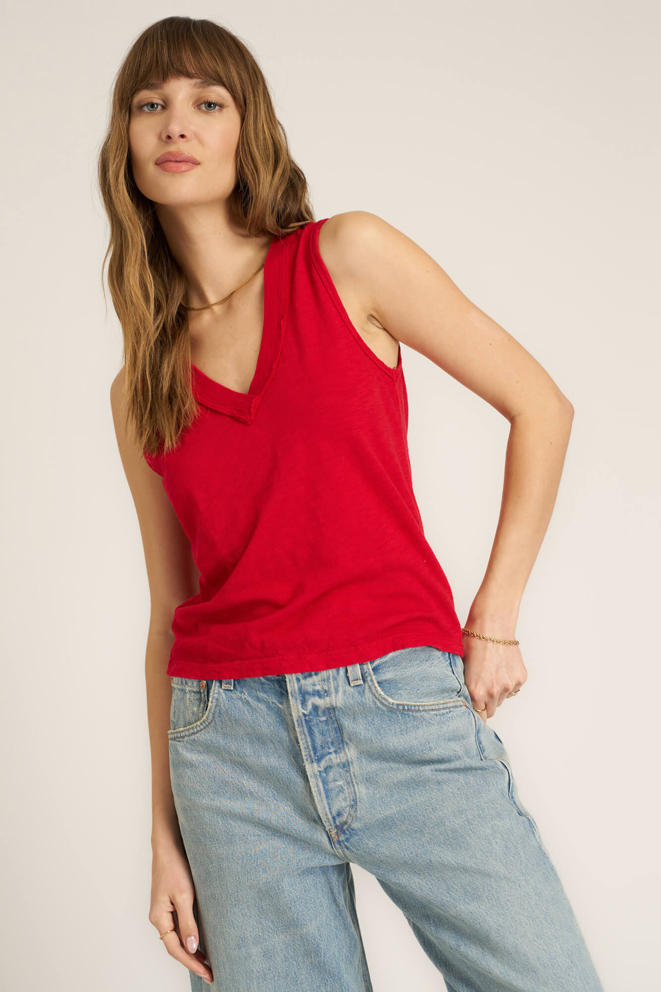 Project Social T Relaxed Slub V Neck Tank