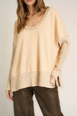 Project Social T Quinn Mixed Fabric Oversized Pullover