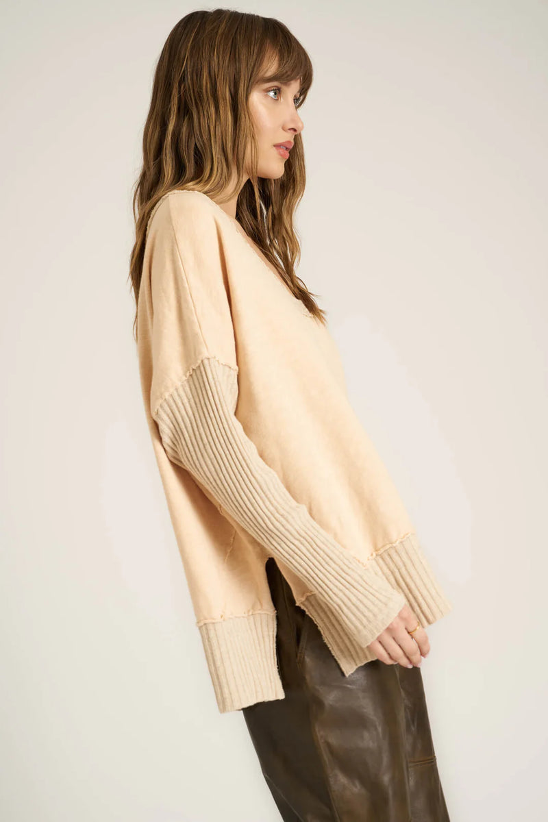 Project Social T Quinn Mixed Fabric Oversized Pullover