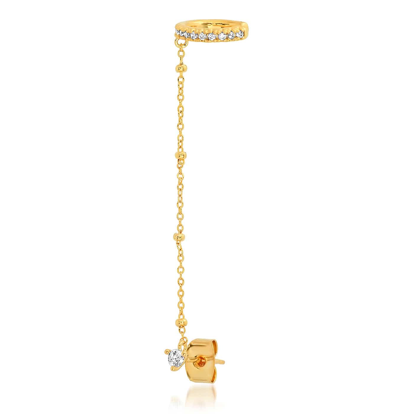 TAI Ball Chain Earring With Pavé Ear Cuff