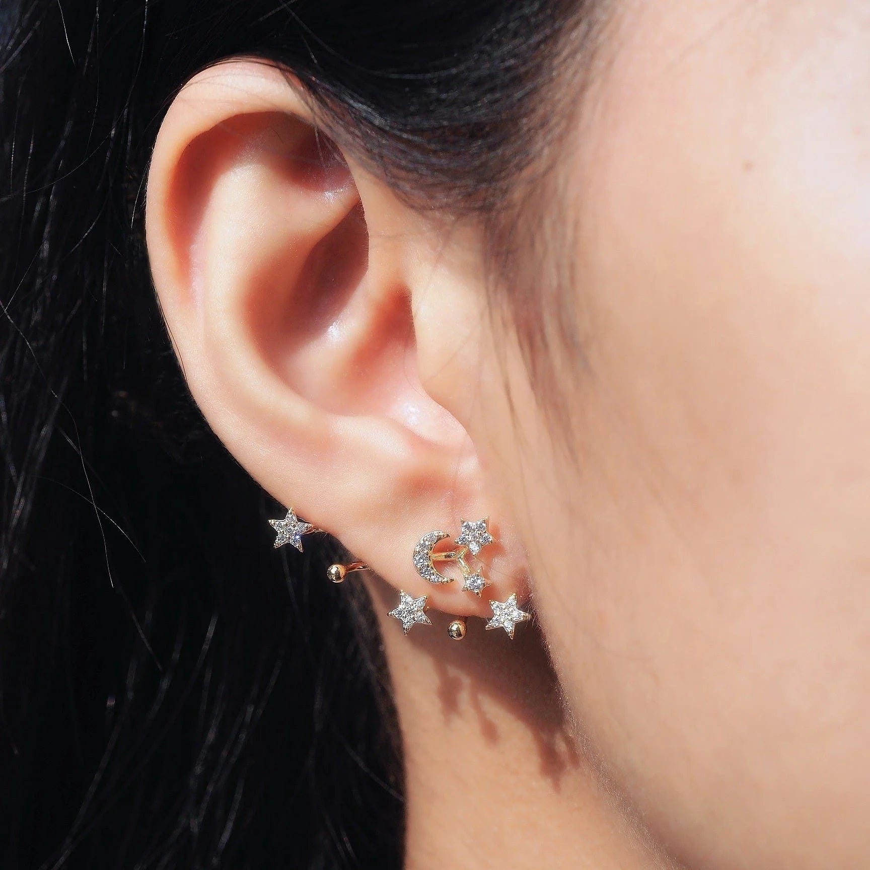 TAI Stars And Crescent Moon Ear Jacket