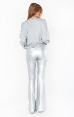 Show Me Your Mumu Nashville Pull On Flares Silver Faux Leather