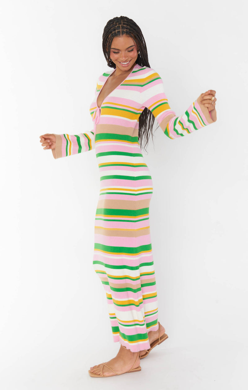 Show Me Your Mumu Vacay Maxi Dress Multi Rib Knit