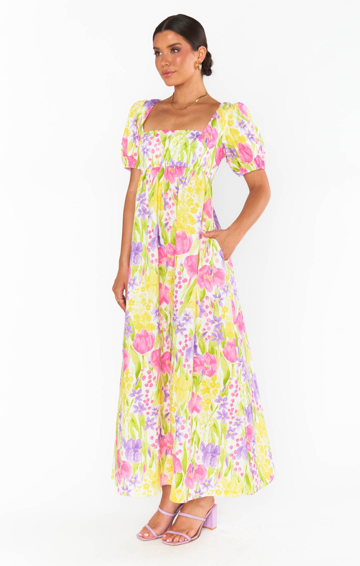 Show Me Your Mumu Smitten Midi Dress Blooming Tulips