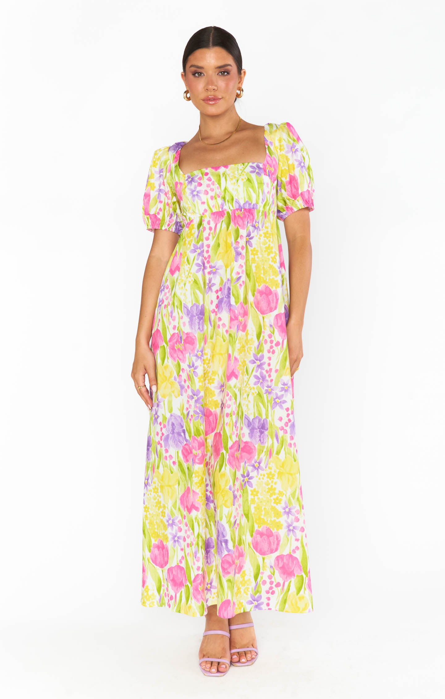 Show Me Your Mumu Smitten Midi Dress Blooming Tulips