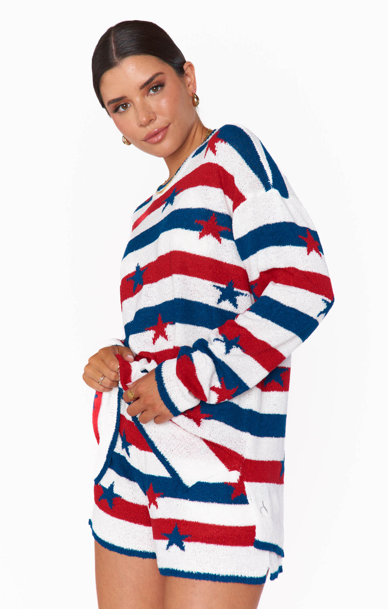 Show Me Your Mumu Go To Sweater Star Spangled Stripe Knit