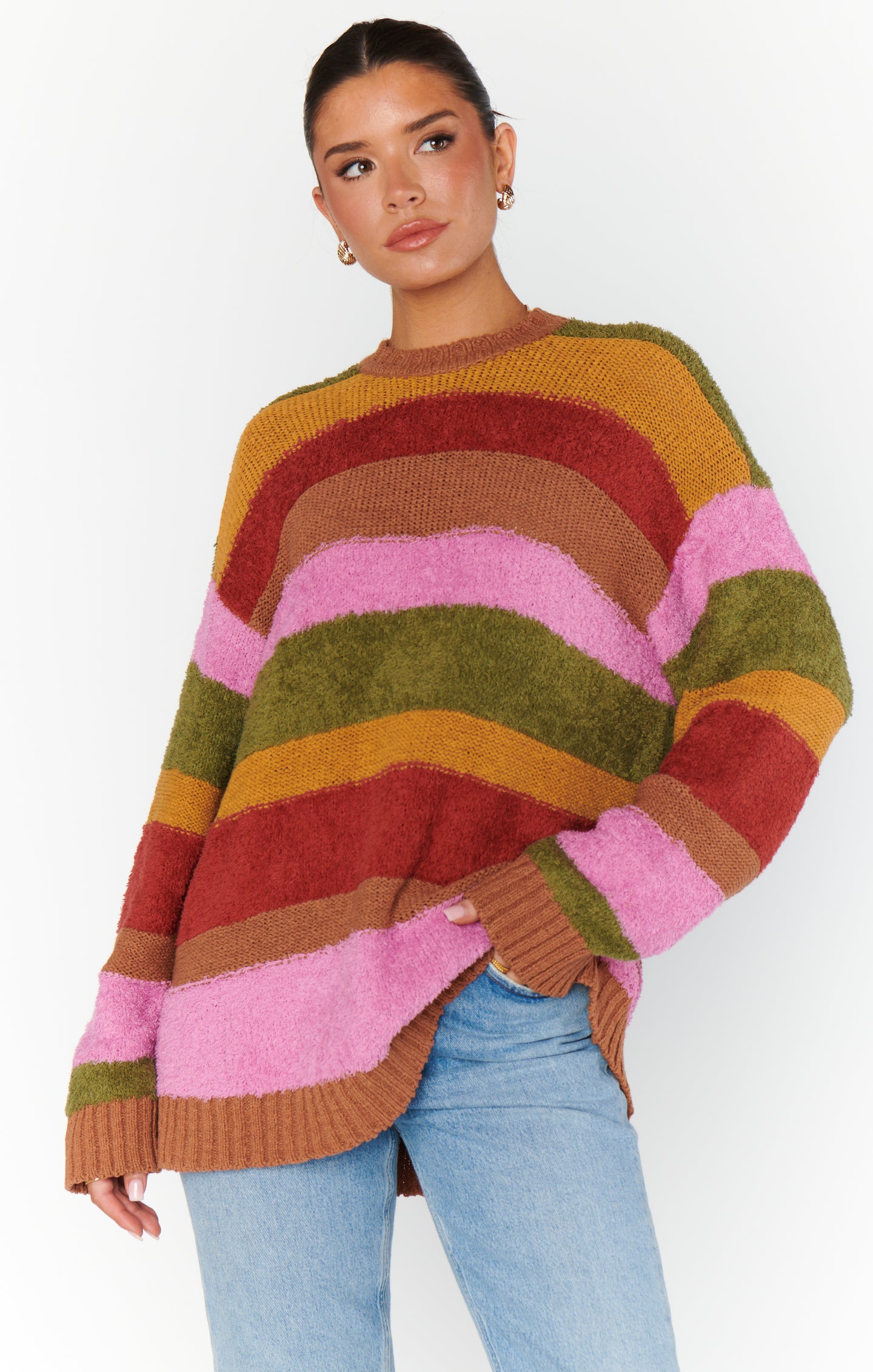 Show Me Your Mumu Chilly Sweater Hutch Multi Stripe Knit