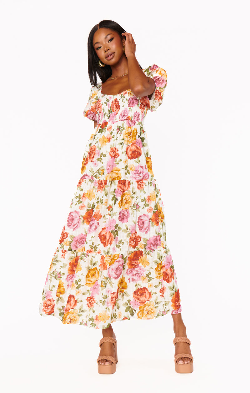 Show Me Your Mumu Joanna Midi Dress Ivory Hillside Floral