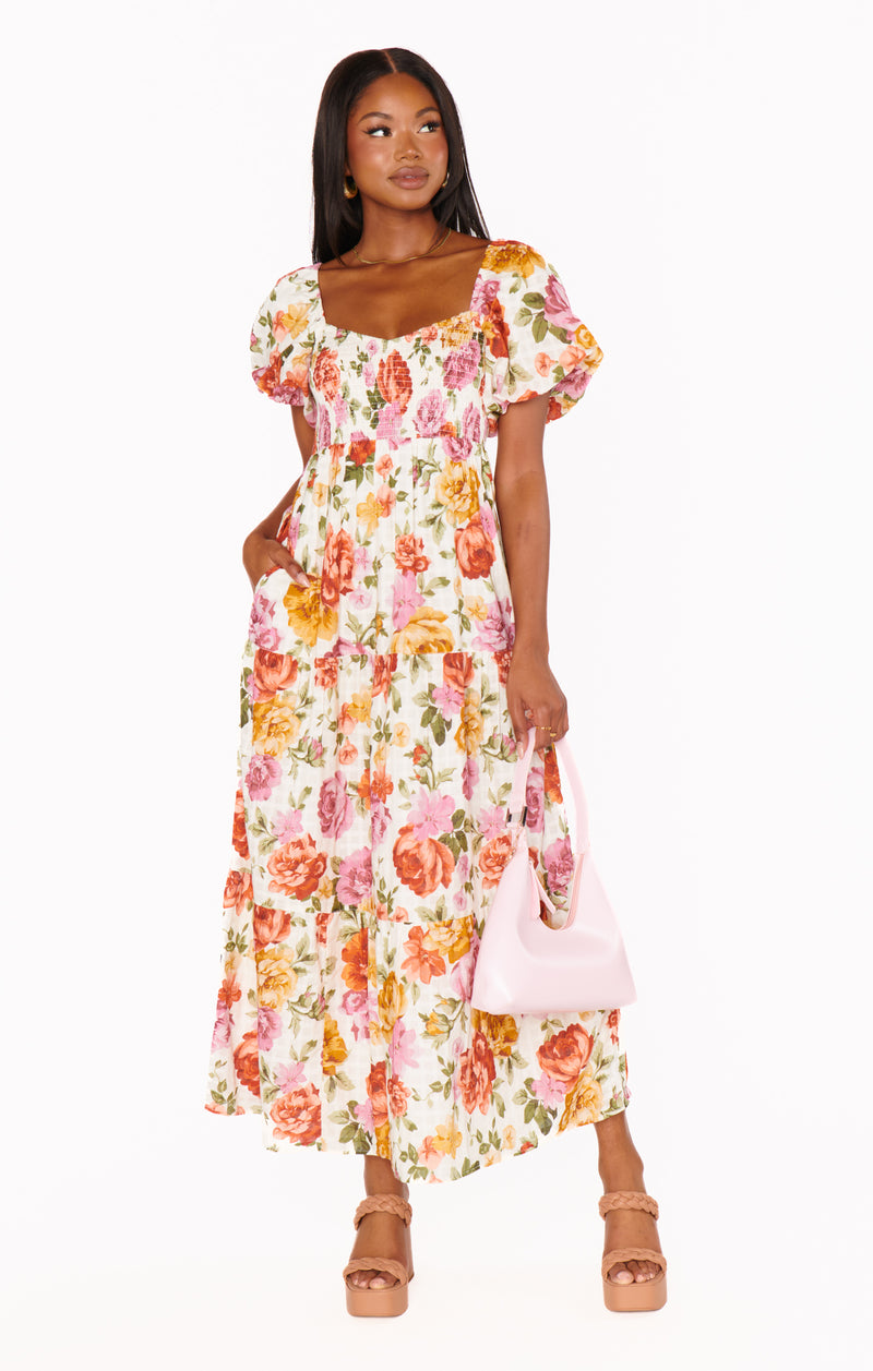 Show Me Your Mumu Joanna Midi Dress Ivory Hillside Floral