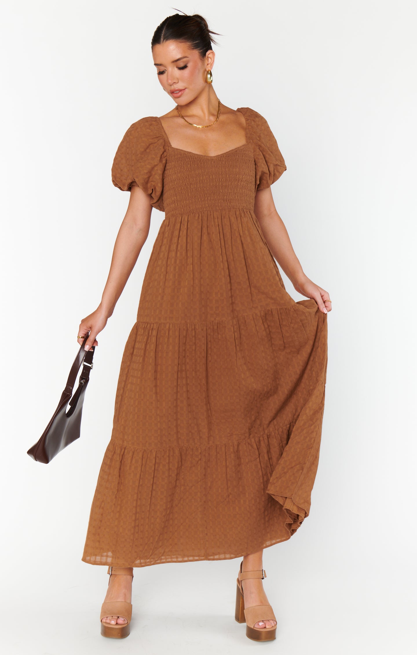 Show Me Your Mumu Joanna Midi Dress Brown