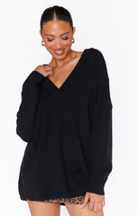 Show Me Your Mumu Ozzy Oversized Sweater Black Knit