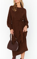 Show Me Your Mumu Barb Sweater Dress Chocolate Cable Knit