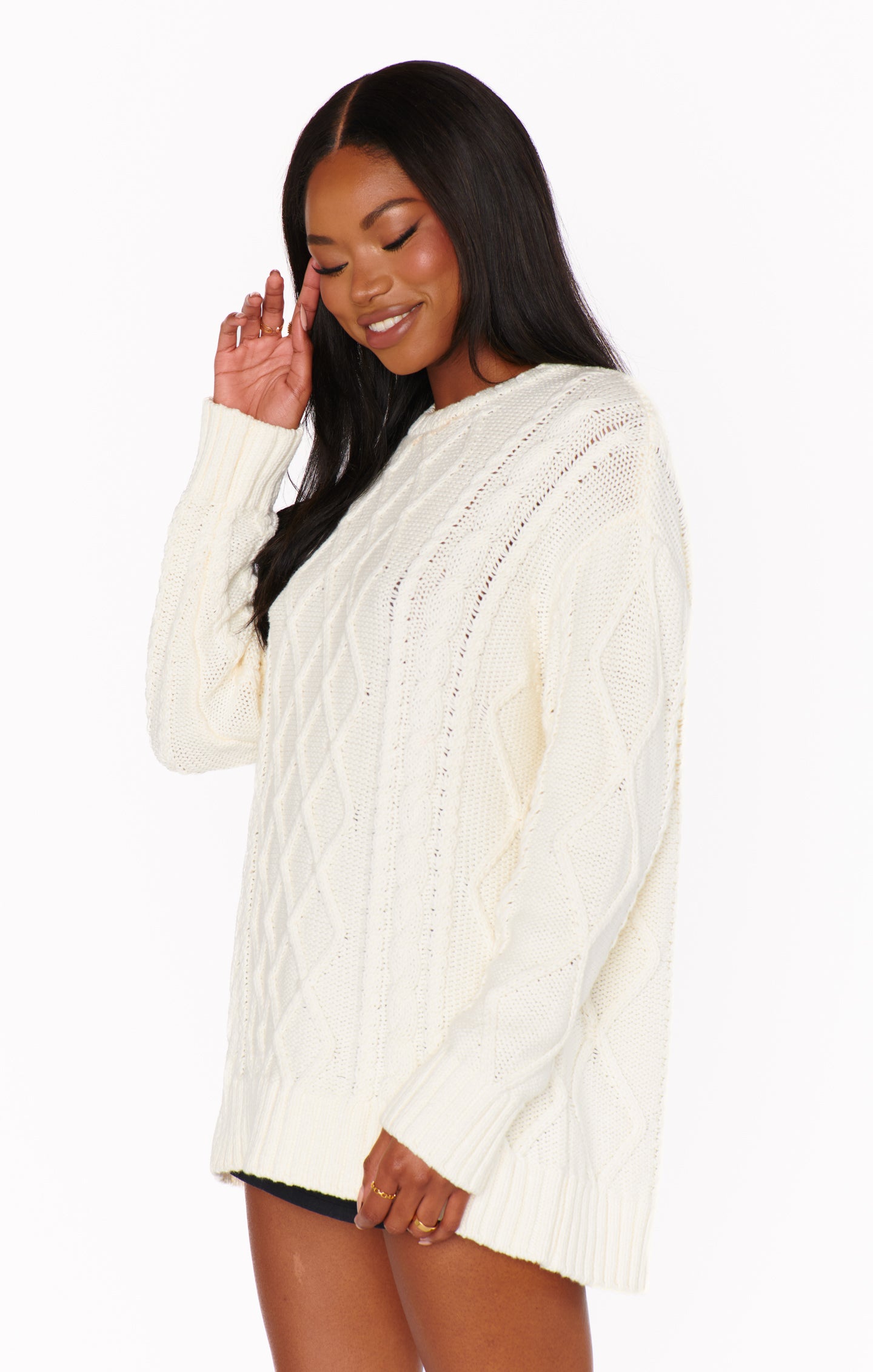 Show Me Your Mumu Day to Day Sweater Cream Cable Knit