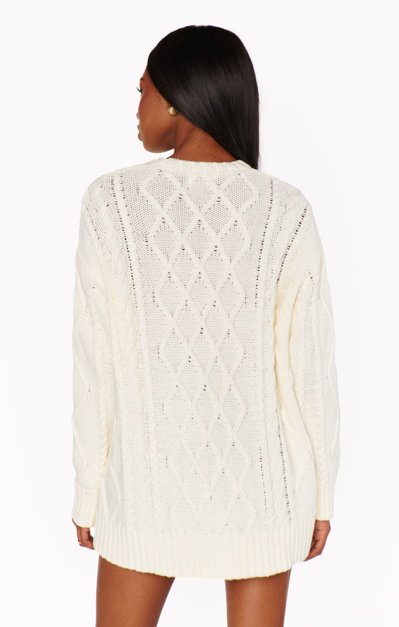 Show Me Your Mumu Day to Day Sweater Cream Cable Knit