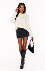 Show Me Your Mumu Day to Day Sweater Cream Cable Knit