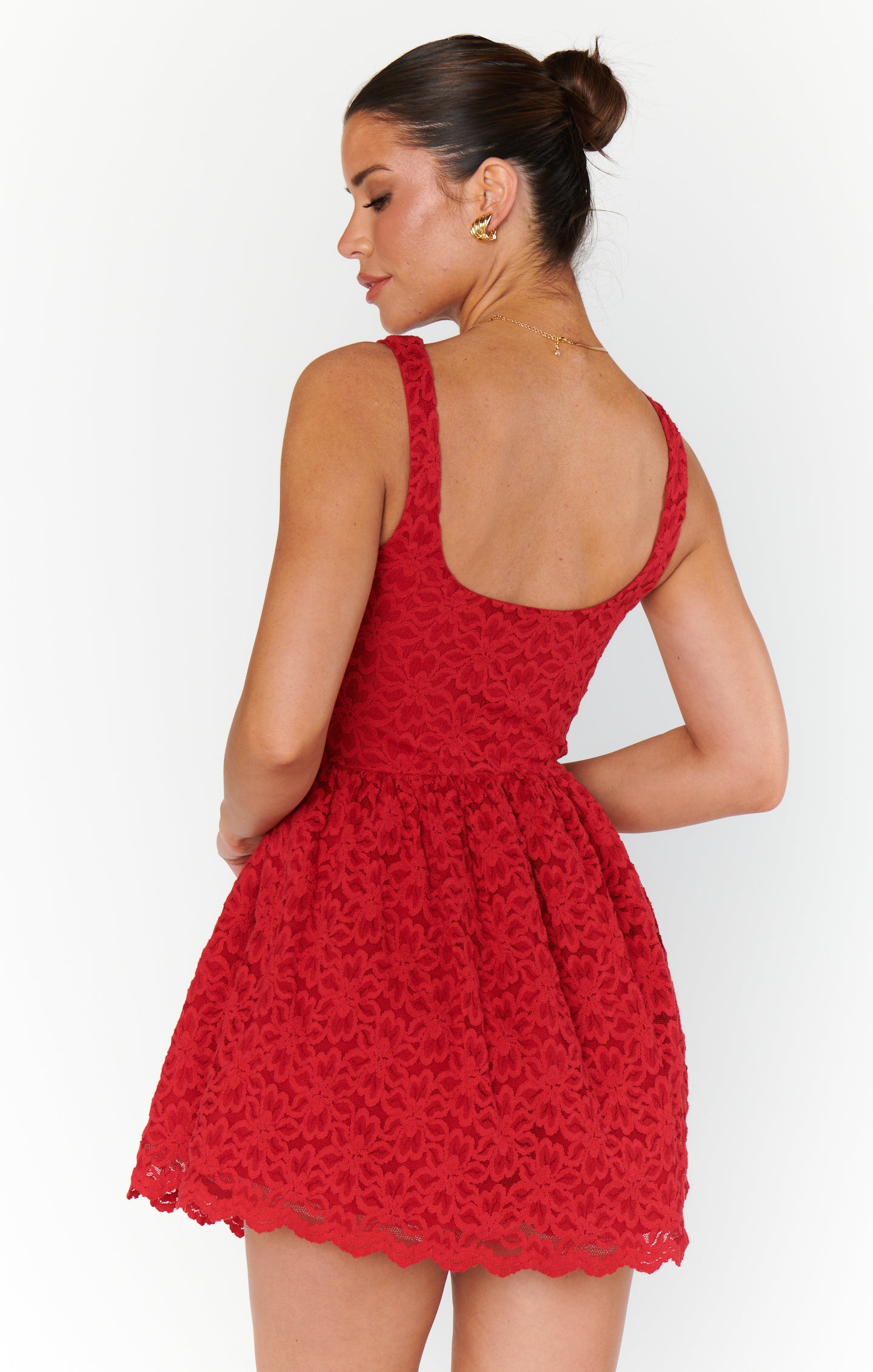 Show Me Your Mumu Ricci Skort Dress Radiant Red Lace