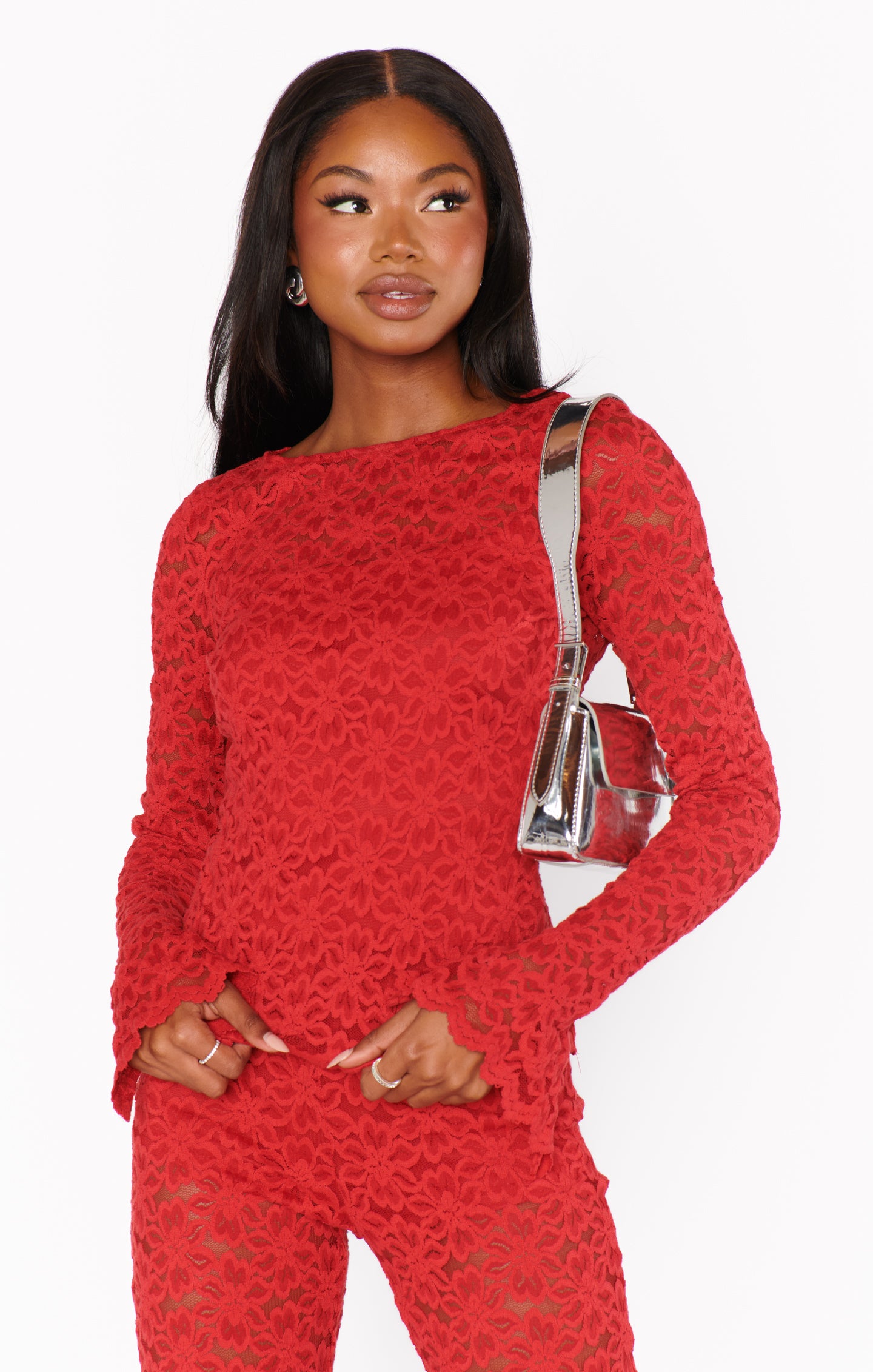 Show Me Your Mumu Bowie Top Radiant Red Lace