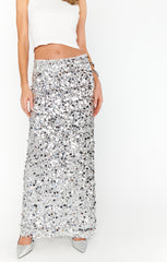 Show Me Your Mumu All That Skirt Silver Metallic Sequins