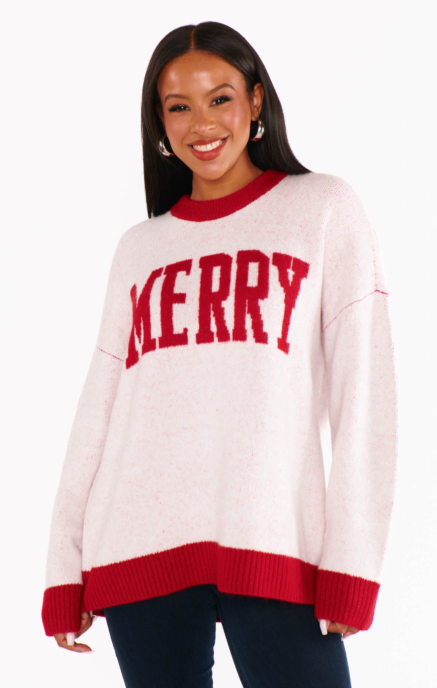 Show Me Your Mumu Classic Crewneck Sweater Merry Graphic Knit